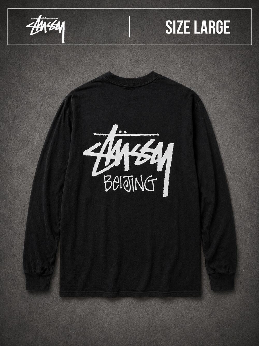 Rare Stussy Beijing Chapter Long Sleeve Shirt Black Large City Exclusive NWOT